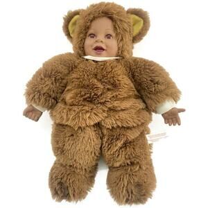 Anne Geddes Bear Baby Doll Vintage 1997 Brown Eyes and Fur 15 Inches